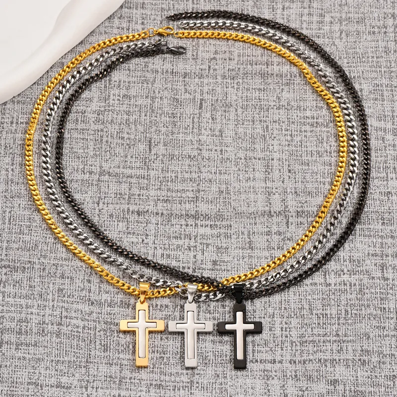 COLLAR CADENA ACERO INOXIDABLE CON DIJE DE CRUZ - Imagen 2