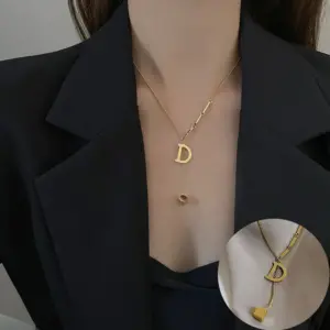 COLLAR CADENA ACERO TITANIO DIJE DOBLE