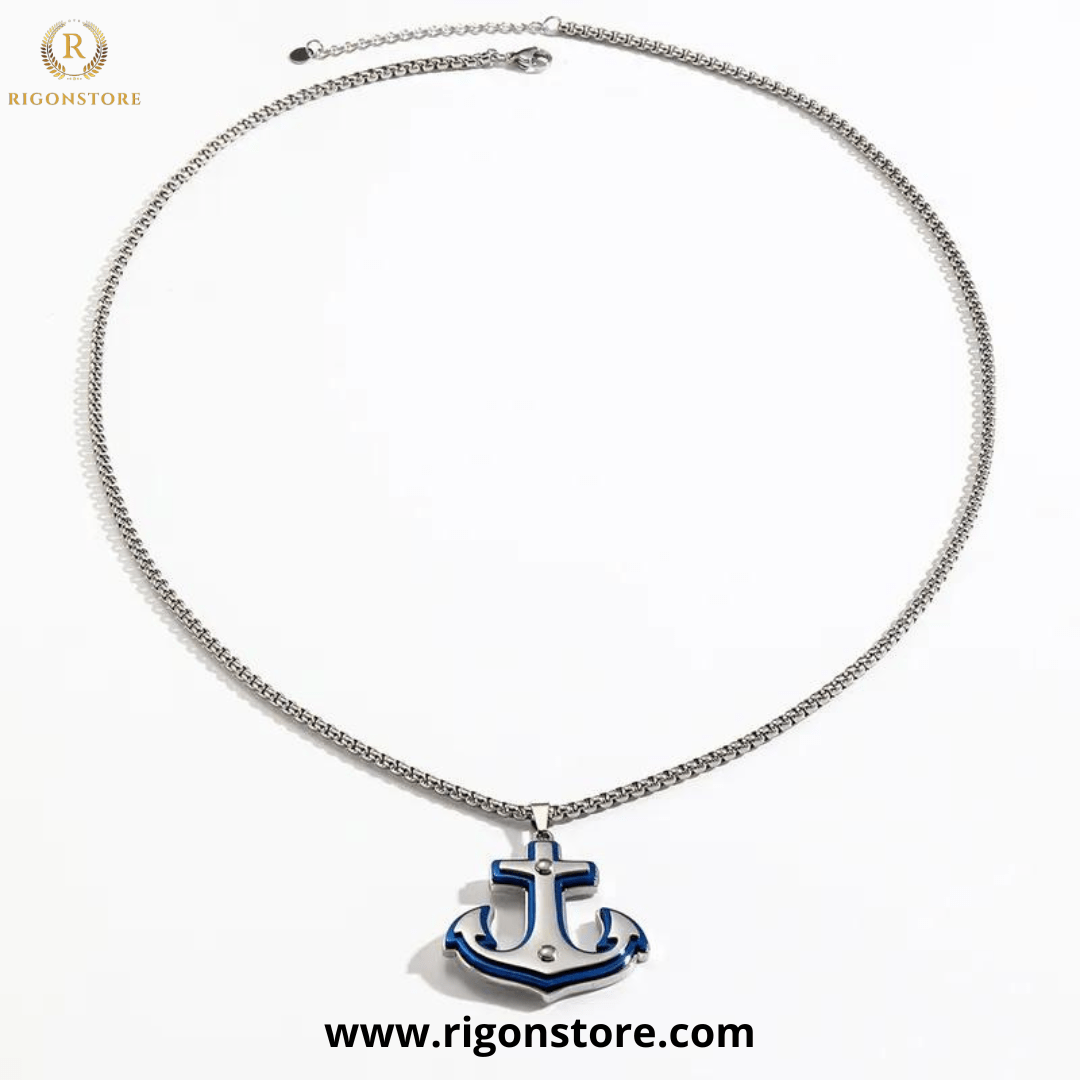COLLAR CADENA DE ACERO INOXIDABLE CON DIJE DE ANCLA - Imagen 2