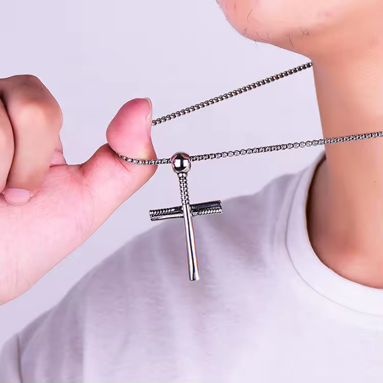 COLLAR CADENA DE ACERO INOXIDABLE CON DIJE BATE DE BASEBALL - Imagen 10