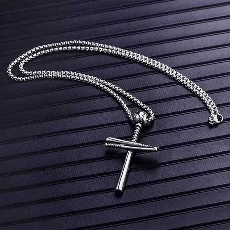 COLLAR CADENA DE ACERO INOXIDABLE CON DIJE BATE DE BASEBALL - Imagen 14