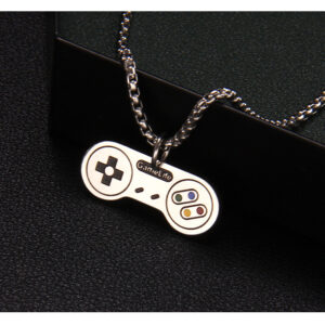 COLLAR CADENA DE ACERO TITANIO CON DIJE GAMEPAD