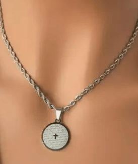 COLLAR CADENA DE ACERO INOXIDABLE CON DIJE CRUZ REDONDO - Imagen 3