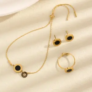 SET DE PULSERA ANILLO Y ARETES DE ACERO INOXIDABLE BULGARI