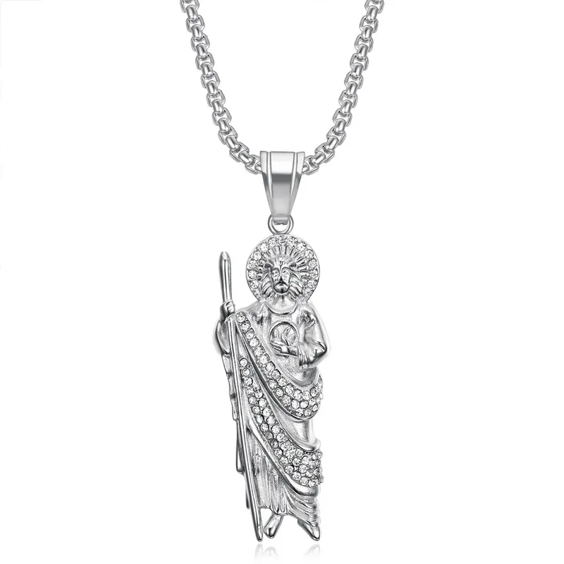 COLLAR CADENA ACERO TITANIO CON DIJE DE SAN BENITO - Imagen 4