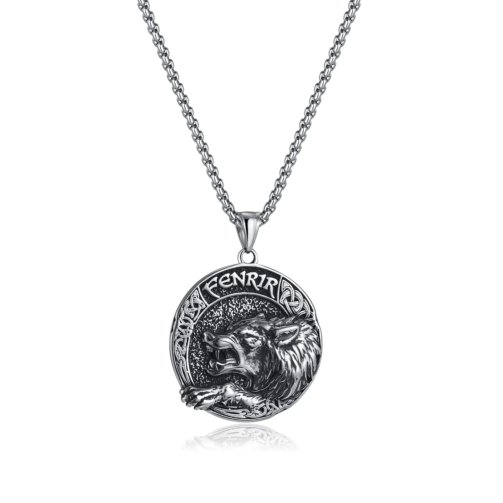 COLLAR CADENA DE ACERO INOXIDABLE CON DIJE DE LOBO - Imagen 9