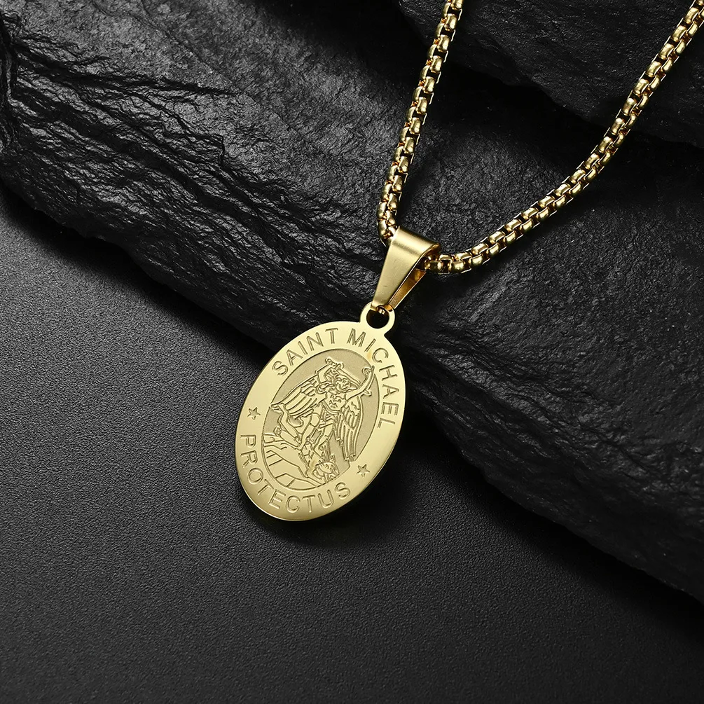 CADENA DE ACERO TITANIO CON DIJE DEL PROTECTOR SAN MIGUEL ARCANGEL - Imagen 3