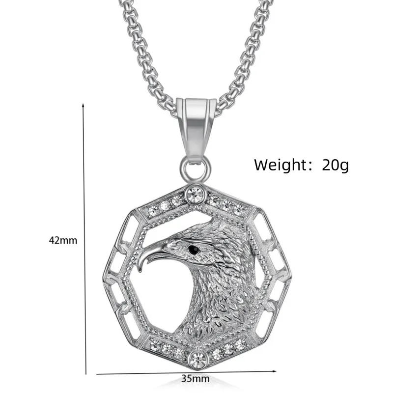 COLLAR CADENA DE ACERO TITANIO CON DIJE DE AGUILA - Imagen 5