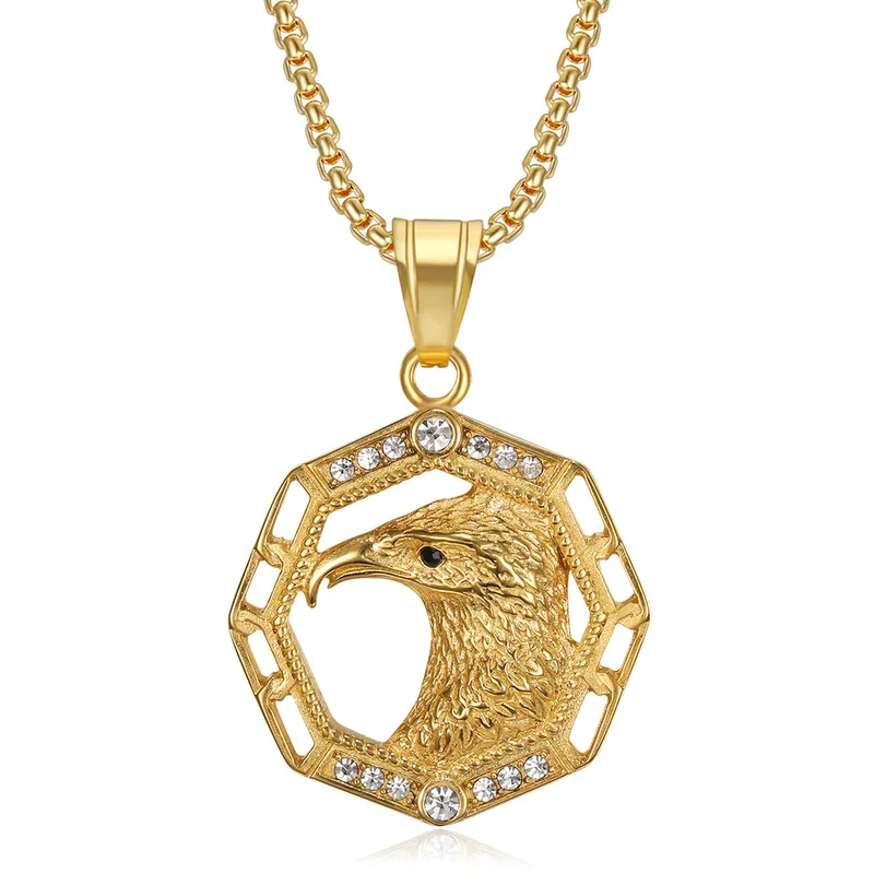 COLLAR CADENA DE ACERO TITANIO CON DIJE DE AGUILA - Imagen 3