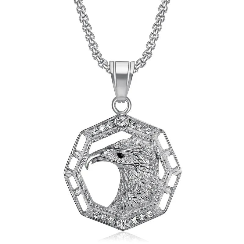 COLLAR CADENA DE ACERO TITANIO CON DIJE DE AGUILA - Imagen 2
