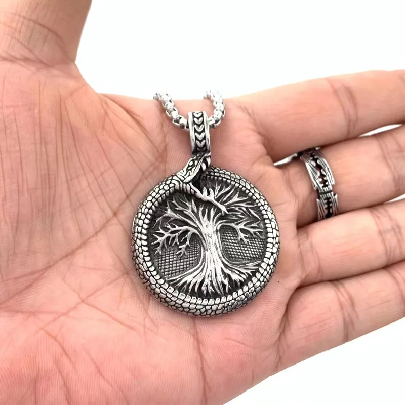 COLLAR CADENA DE ACERO INOXIDABLE CON DIJE ARBOL DE LA VIDA - Imagen 2