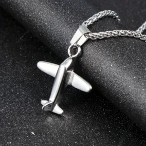 COLLAR CADENA DE ACERO INOXIDABLE CON DIJE DE AVION