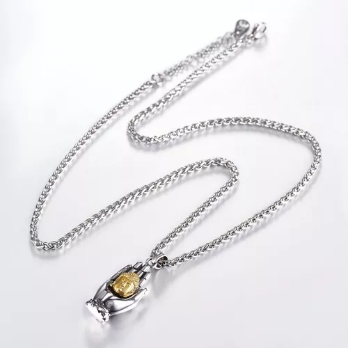 COLLAR CADENA DE ACERO INOXIDABLE CON DIJE MANO DE BUDA - Imagen 5