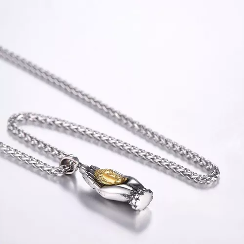 COLLAR CADENA DE ACERO INOXIDABLE CON DIJE MANO DE BUDA - Imagen 6