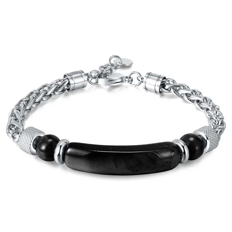 BRAZALETE PULSERA DE ACERO TITANIO Y OJO DE TIGRE - Imagen 8