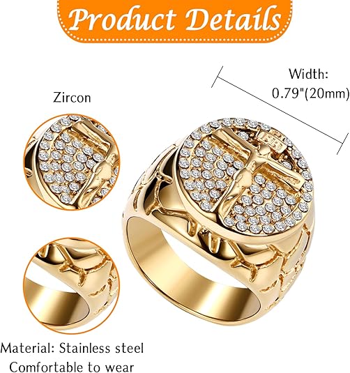 ANILLO DE ACERO TITANIO CON DIJE DE CRUZ - Imagen 8