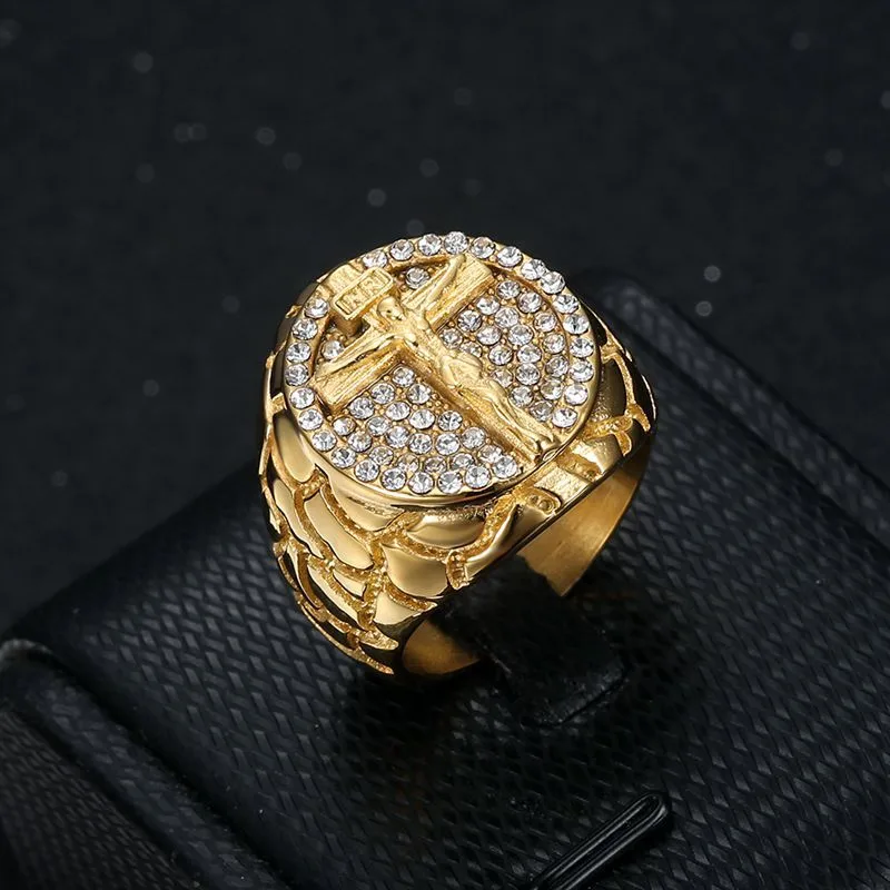 ANILLO DE ACERO TITANIO CON DIJE DE CRUZ - Imagen 6