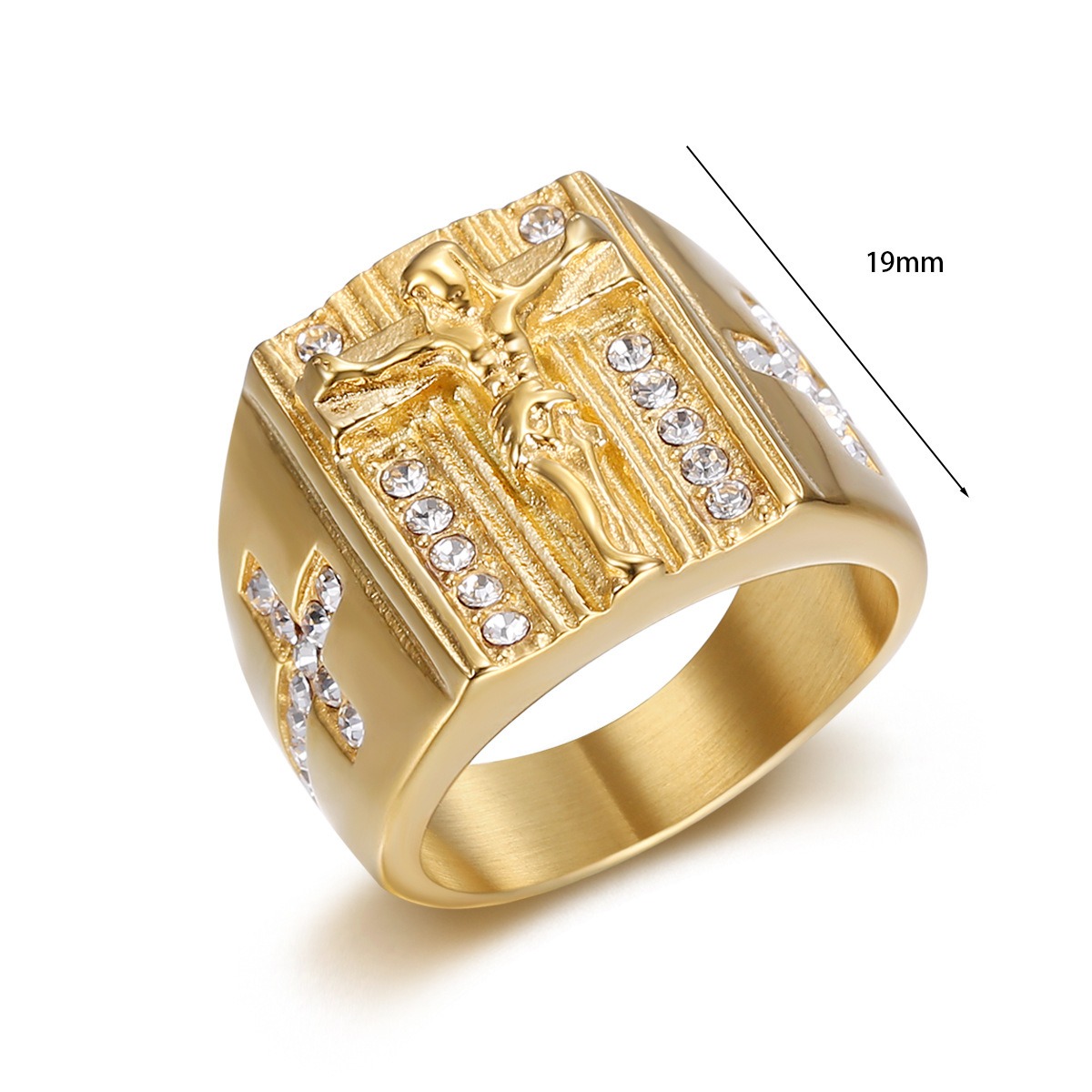 ANILLO DE ACERO TITANIO CON DIJE DE CRUZ - Imagen 5