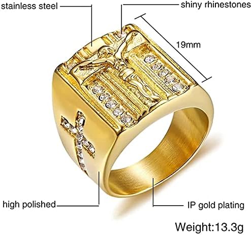 ANILLO DE ACERO TITANIO CON DIJE DE CRUZ - Imagen 4