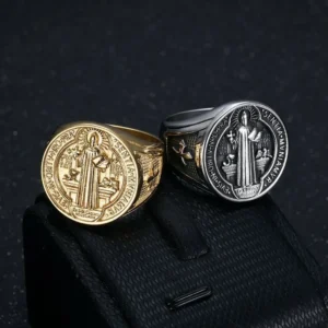 ANILLO DE ACERO TITANIO SAN BENITO