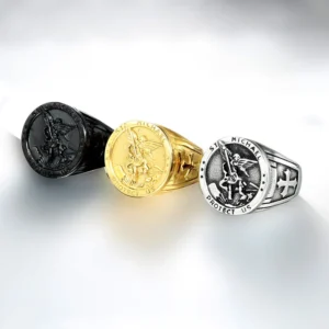 ANILLO DE ACERO TITANIO SAN MIGUEL ARCÁNGEL