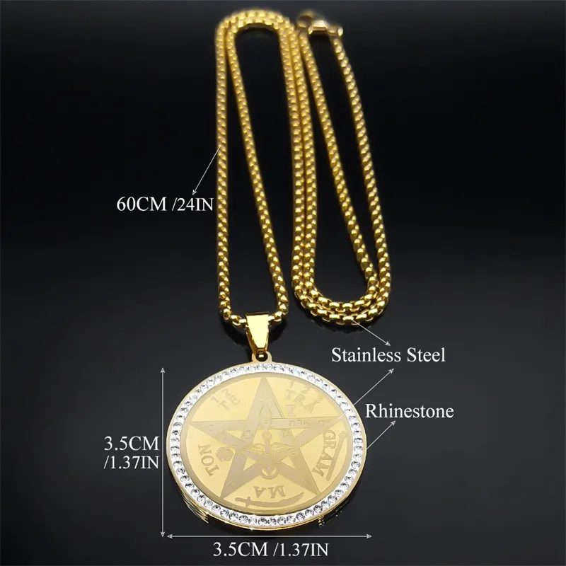 COLLAR CADENA DE ACERO TITANIO CON DIJE DE TETRAGRAMATON - Imagen 5