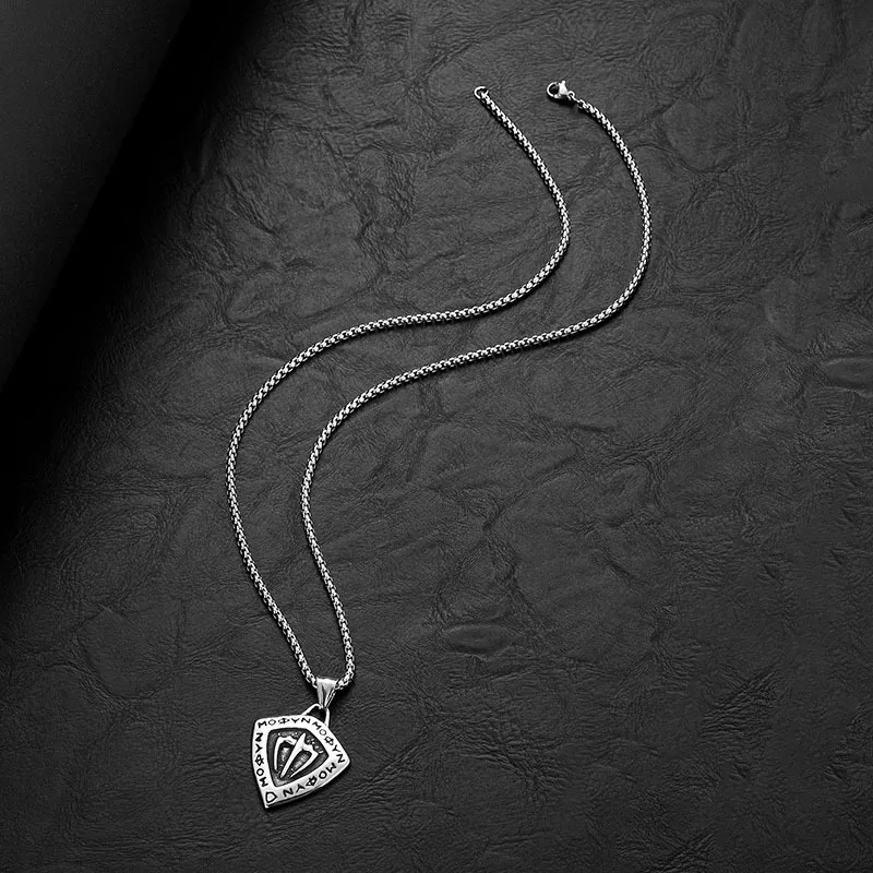 COLLAR CADENA DE ACERO TITANIO CON DIJE ESCUDO CON TRIDENTE - Imagen 8