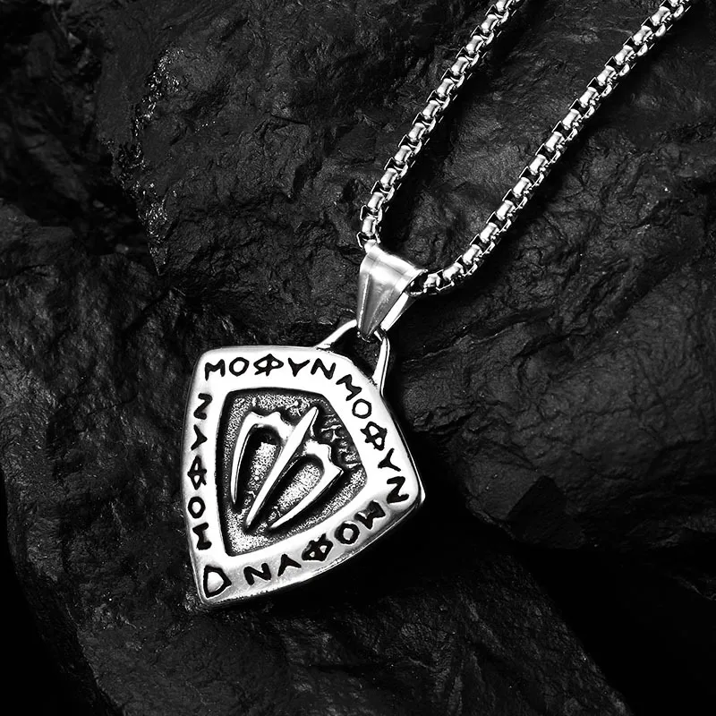 COLLAR CADENA DE ACERO TITANIO CON DIJE ESCUDO CON TRIDENTE - Imagen 6