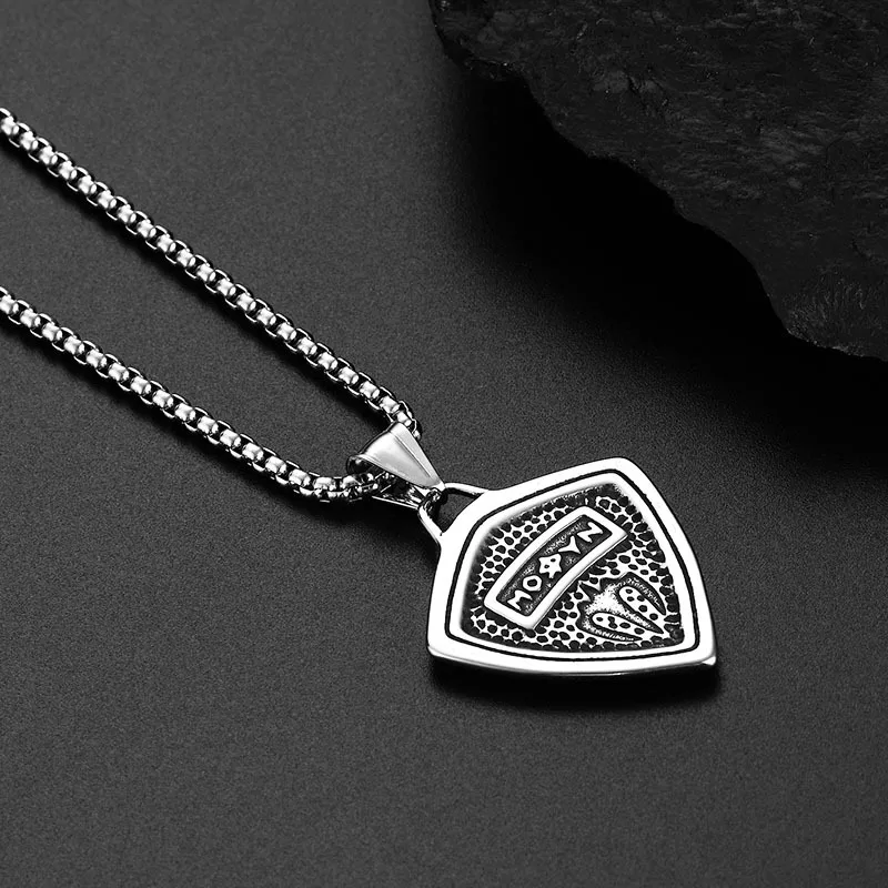 COLLAR CADENA DE ACERO TITANIO CON DIJE ESCUDO CON TRIDENTE - Imagen 9