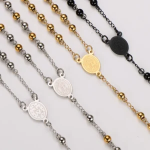 COLLAR CADENA ACERO INOXIDABLE ROSARIO