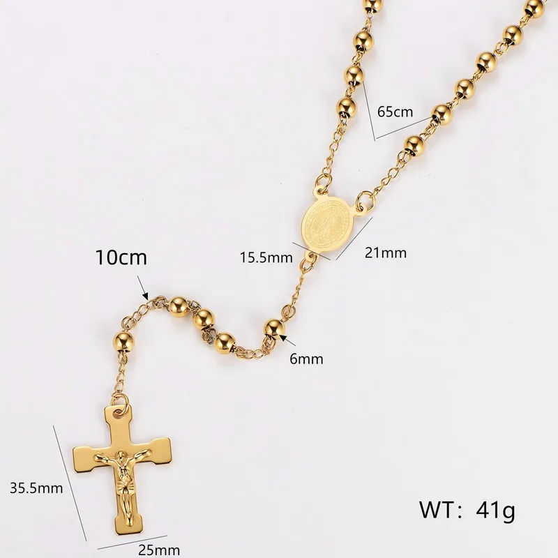 COLLAR CADENA ACERO INOXIDABLE ROSARIO - Imagen 3